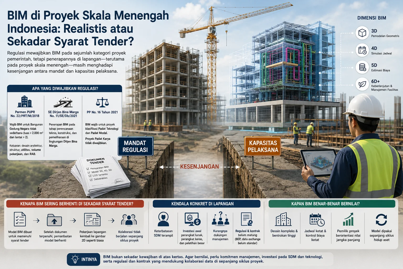 Infografis BIM di proyek konstruksi skala menengah Indonesia