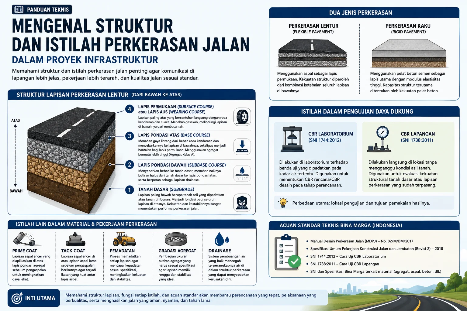 Infografis struktur dan istilah perkerasan jalan